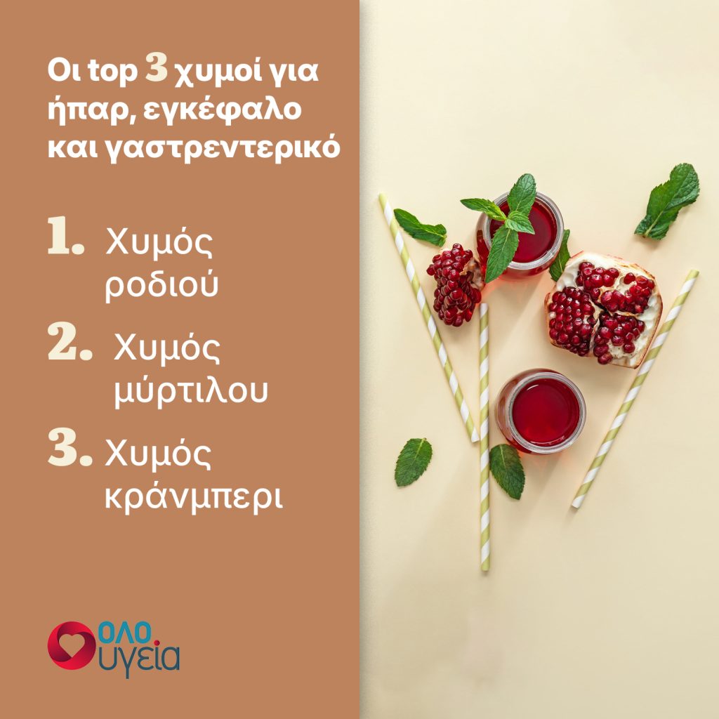 3 χυμοί που προστατεύουν το συκώτι, τον εγκέφαλο και το γαστρεντερικό