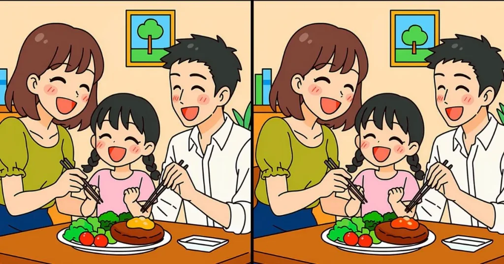 Βρείτε τις 3 διαφορές στην φωτογραφία με την οικογένεια που τρώει – Μπορείτε να λύσετε το τεστ παρατηρητικότητας μέσα σε 19″;