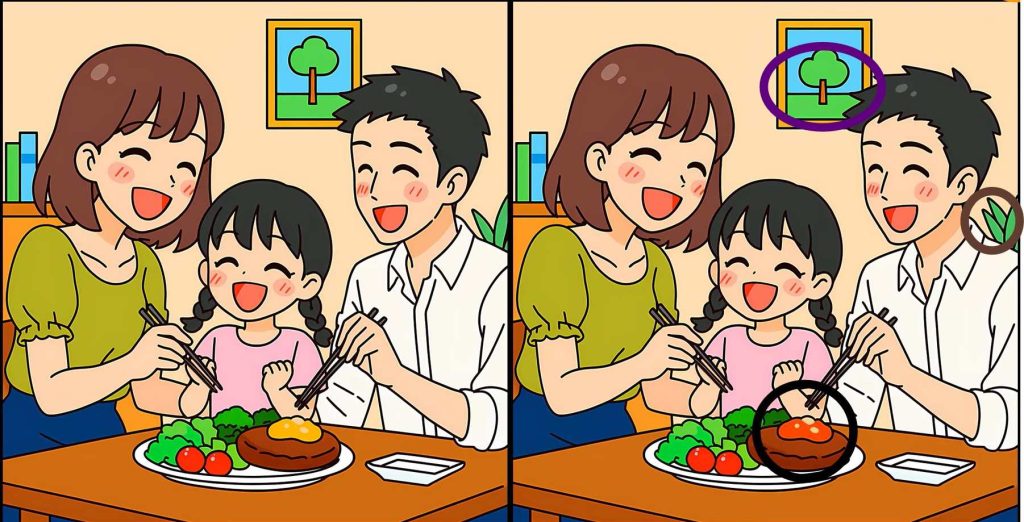 Βρείτε τις 3 διαφορές στην φωτογραφία με την οικογένεια που τρώει – Μπορείτε να λύσετε το τεστ παρατηρητικότητας μέσα σε 19";