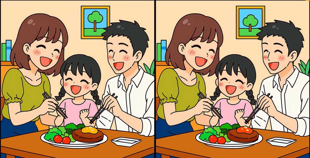 Βρείτε τις 3 διαφορές στην φωτογραφία με την οικογένεια που τρώει – Μπορείτε να λύσετε το τεστ παρατηρητικότητας μέσα σε 19";