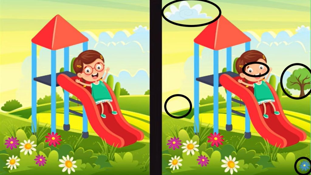 Βρείτε τις 5 διαφορές στη φωτογραφία με το κορίτσι που παίζει στην τσουλήθρα – Μπορείτε να λύσετε το τεστ παρατηρητικότητας μέσα σε 43";