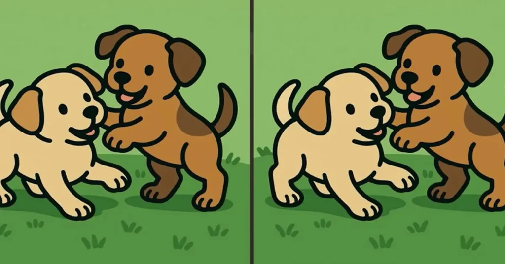 Είστε παρατηρητικοί όπως ένας ντετέκτιβ; Εντοπίστε τις 3 διαφορές στη φωτό με τα κουτάβια που παίζουν