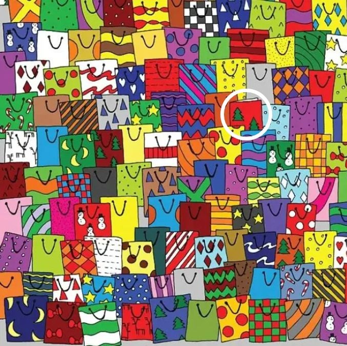 Όλοι μπορούν να δουν σακούλες δώρων, αλλά μόνο το 1% με μάτια γερακιού μπορεί να εντοπίσει τη δωροκάρτα σε 18"!