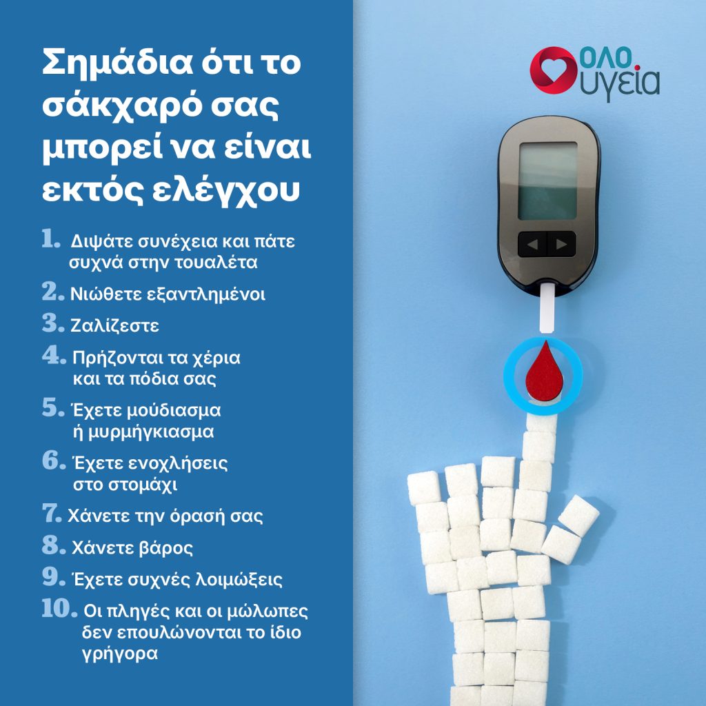 Διαβήτης: 10 σημάδια που μπορεί να δείχνουν ότι το σάκχαρό σας είναι εκτός ελέγχου