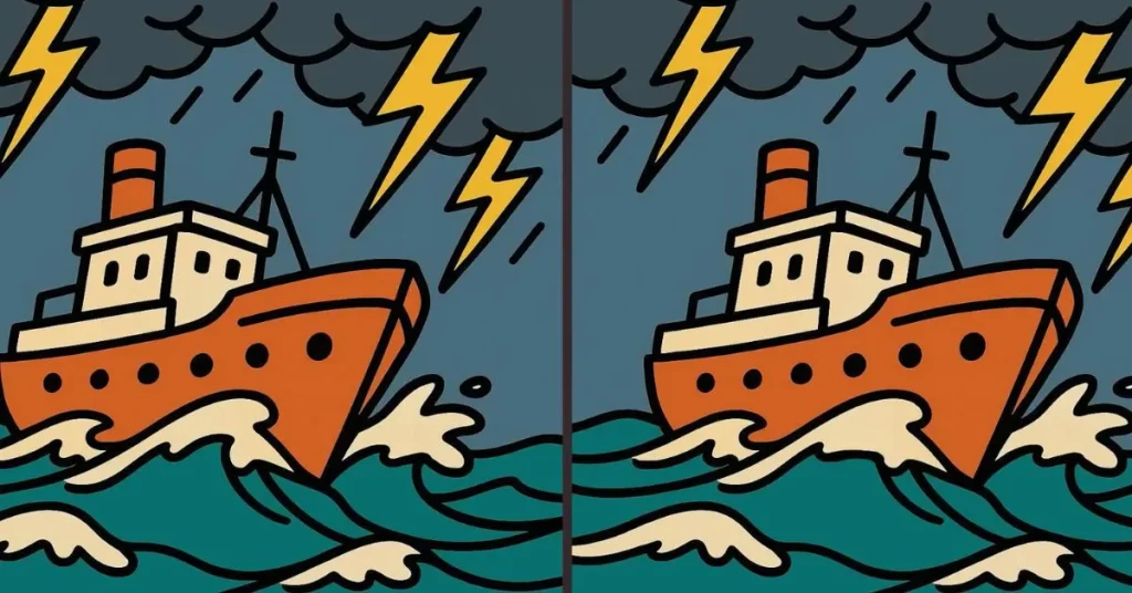 Βρείτε τις διαφορές στη φωτό με το πλοίο που ταξιδεύει μέσα στην καταιγίδα  – Μπορείτε να λύστε αυτό το τεστ παρατηρητικότητας σε 65″;