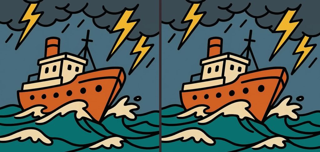 Βρείτε τις διαφορές στη φωτό με το πλοίο που ταξιδεύει μέσα στην καταιγίδα - Μπορείτε να λύστε αυτό το τεστ παρατηρητικότητας σε 65";