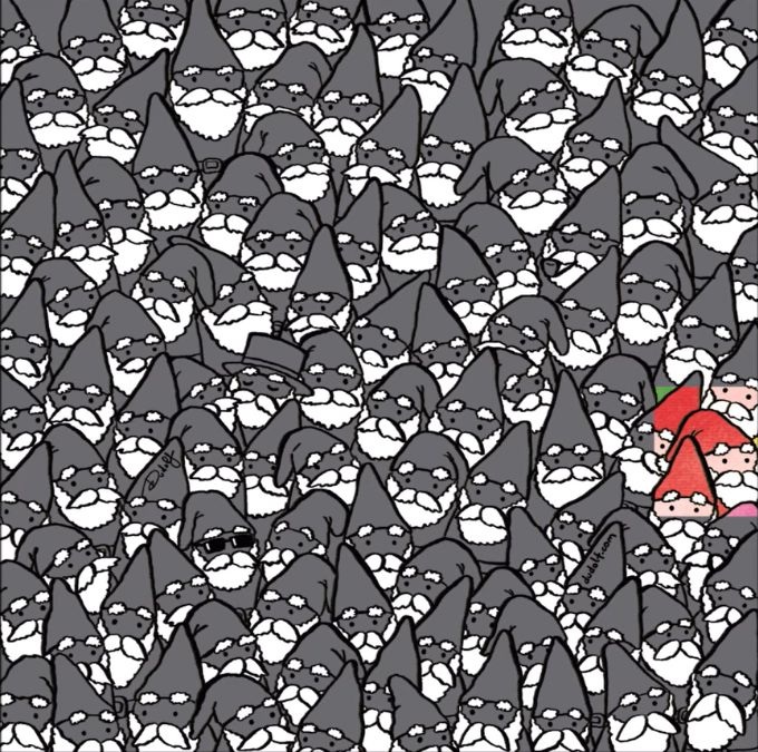 Μόνο όσοι μπορούν να κοιτάξουν τη φωτό μέσα από τα μάτια της Χιονάτης καταφέρνουν να εντοπίσουν τον Άγιο Βασίλη ανάμεσα σε όλους τους νάνους