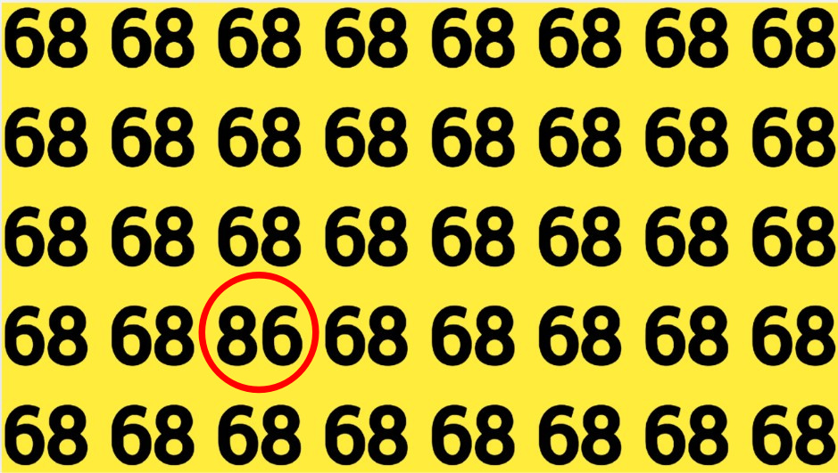 Μόνο όσοι σκανάρουν με ταχύτητα ΑΙ μπορούν να εντοπίσουν τον διαφορετικό αριθμό ανάμεσα στο πλέγμα των 68 και να λύσουν το τεστ οπτικής αντίληψης