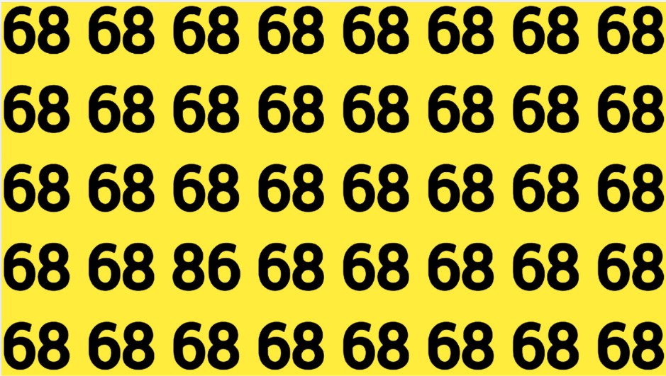 Μόνο όσοι σκανάρουν με ταχύτητα ΑΙ μπορούν να εντοπίσουν τον διαφορετικό αριθμό ανάμεσα στο πλέγμα των 68 και να λύσουν το τεστ οπτικής αντίληψης