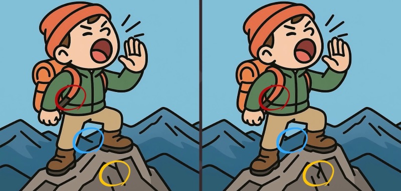 Βρείτε τις 3 διαφορές στη φωτό με το αγόρι που φωνάζει στην κορυφή του βουνού μέσα σε 29" και λύστε το τεστ παρατηρητικότητας
