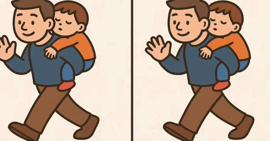 Βρείτε τις 3 διαφορές στη φωτό με τον άνδρα που σηκώνει τον γιο του – Μπορείτε να λύσετε αυτό το τεστ παρατηρητικότητας μέσα σε 19″;