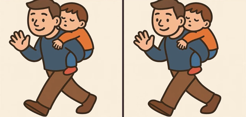 Βρείτε τις 3 διαφορές στη φωτό με τον άνδρα που σηκώνει τον γιο του – Μπορείτε να λύσετε αυτό το τεστ παρατηρητικότητας μέσα σε 19";