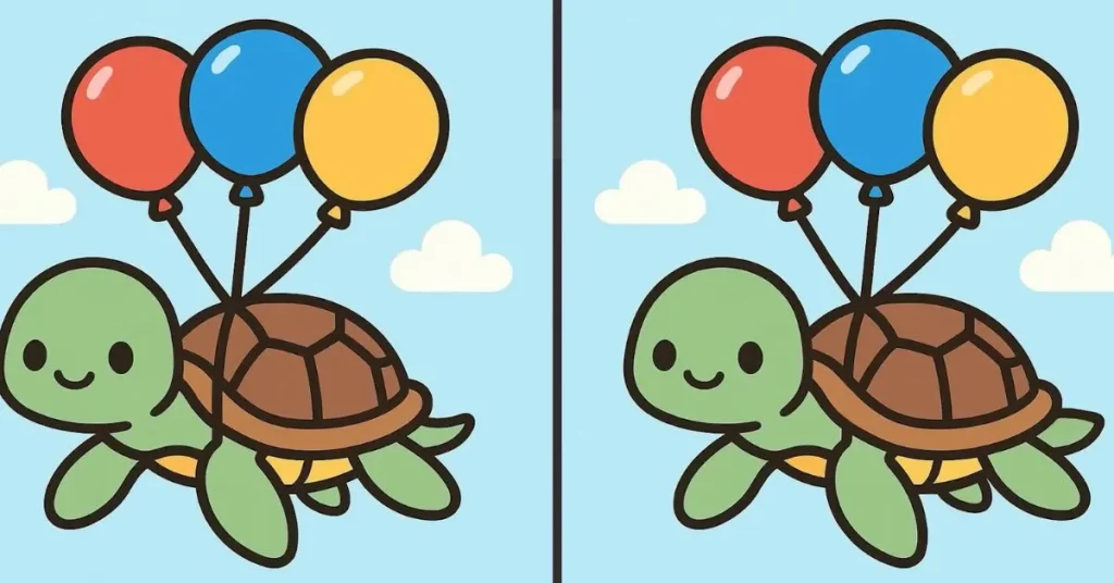 Βρείτε τις 3 διαφορές στη φωτό με το χελωνάκι που πετάει με μπαλόνια μέσα σε 19″ και λύστε το τεστ παρατηρητικότητας!