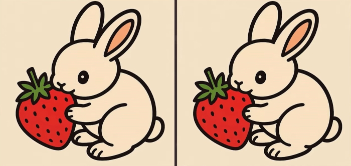 Βρείτε τις 3 διαφορές στη φωτό με το λαγουδάκι που τρώει τη φράουλα – Μπορείτε να λύσετε το τεστ παρατηρητικότητας μέσα σε 51";