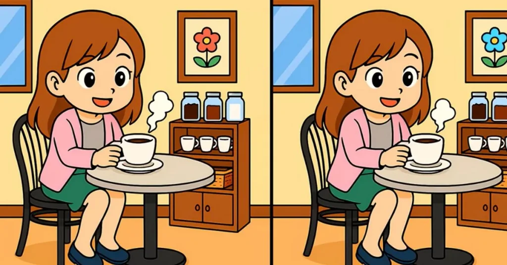 Βρείτε τις 3 διαφορές στη φωτό με την κοπέλα που πίνει καφέ – Μπορείτε να λύσετε το τεστ παρατηρητικότητας σε λίγοτερο από 19″;