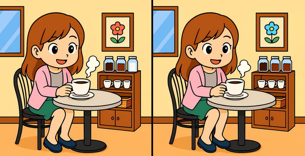 Βρείτε τις 3 διαφορές στη φωτό με την κοπέλα που πίνει καφέ – Μπορείτε να λύσετε το τεστ παρατηρητικότητας σε λίγοτερο από 19";