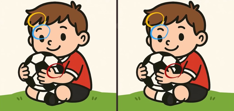 Τεστ παρατηρητικότητας: Βρείτε τις 3 διαφορές στη φωτογραφία με το αγοράκι που κρατάει μια μπάλα ποδοσφαίρου σε λιγότερο από 49"