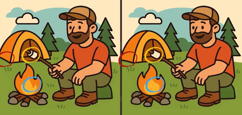 Έχετε μάτι γερακιού; Εντοπίστε τις 3 κρυμμένες διαφορές στη φωτογραφία με τον άνδρα που κάνει camping μέσα σε 51"