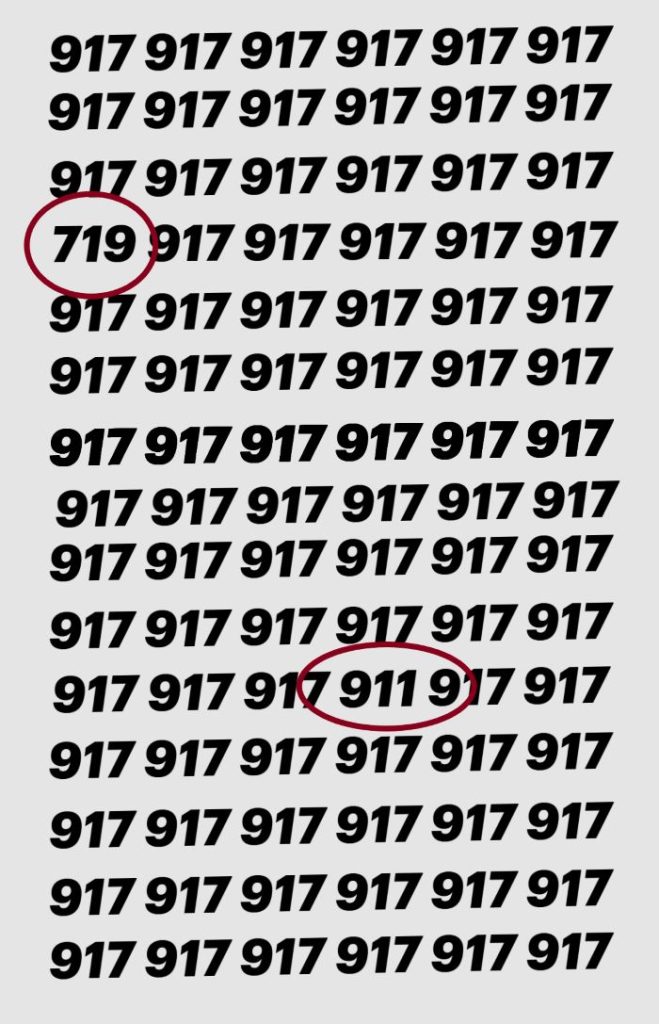 Εντοπίστε τους δύο διαφορετικούς αριθμούς που έχουν «εισβάλλει» στο πλέγμα με τα 917 και λύστε το τεστ οπτικής αντίληψης