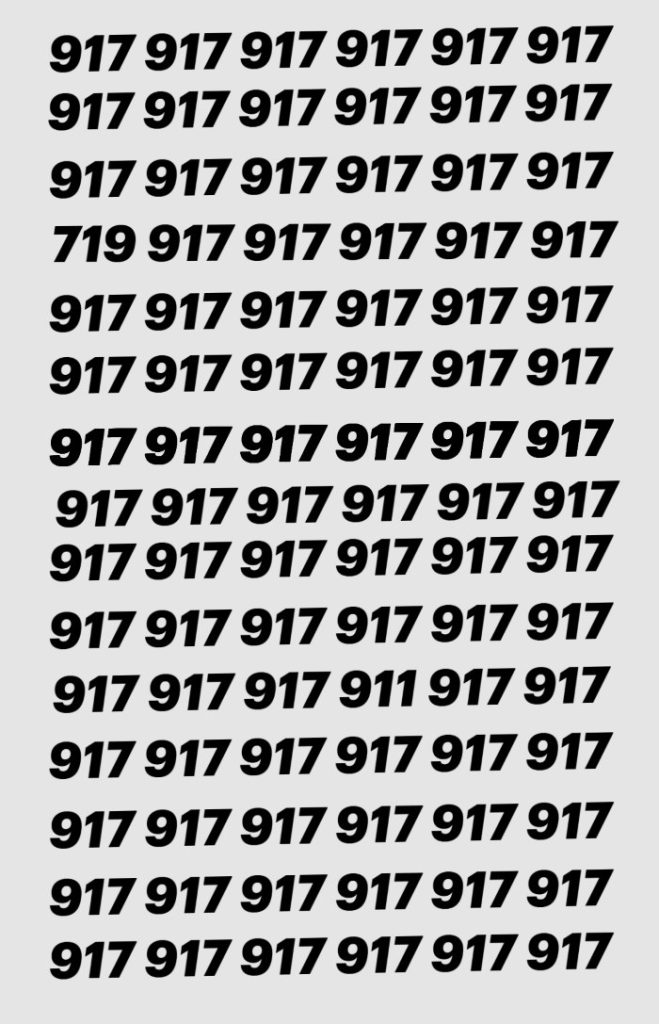 Εντοπίστε τους δύο διαφορετικούς αριθμούς που έχουν «εισβάλλει» στο πλέγμα με τα 917 και λύστε το τεστ οπτικής αντίληψης