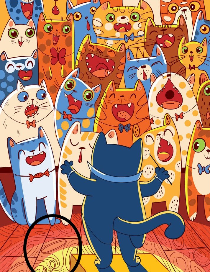 Έχετε το βλέμμα ενός μαέστρου; Εντοπίστε την κρυμμένη τρομπέτα στην εικόνα με την χορωδία γατών για να λύσετε αυτό το τεστ οπτικής αντίληψης