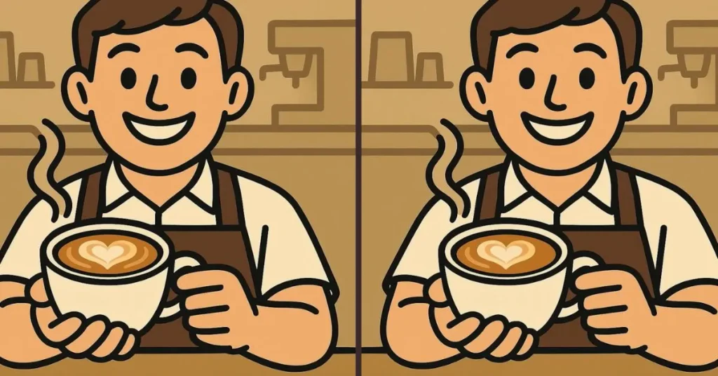 Βρείτε τις 3 διαφορές στην εικόνα με τον barista και τον λαχταριστό καφέ – Έχετε 45 δευτερόλεπτα