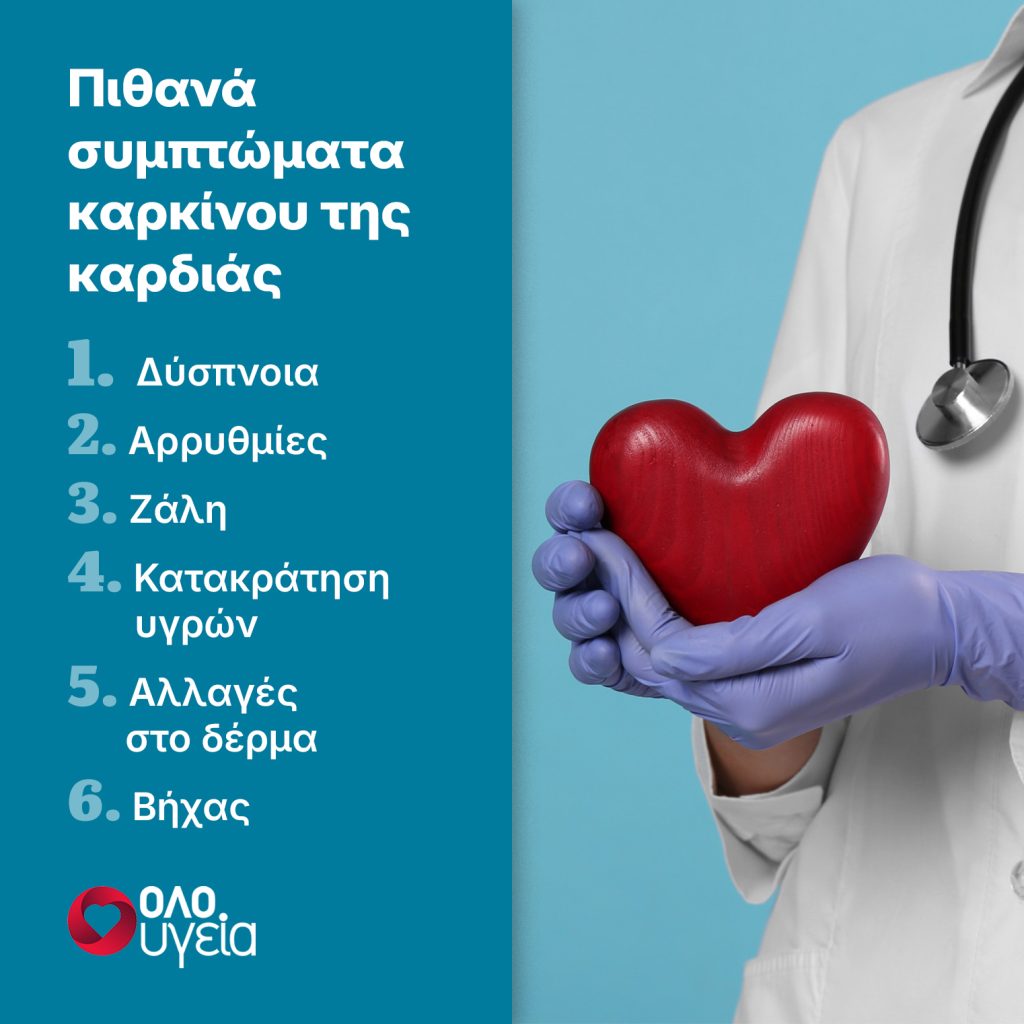 Δύσπνοια, αρρυθμίες, ζάλη και άλλα 3 συμπτώματα που μπορεί να σχετίζονται με καρκίνο της καρδιάς