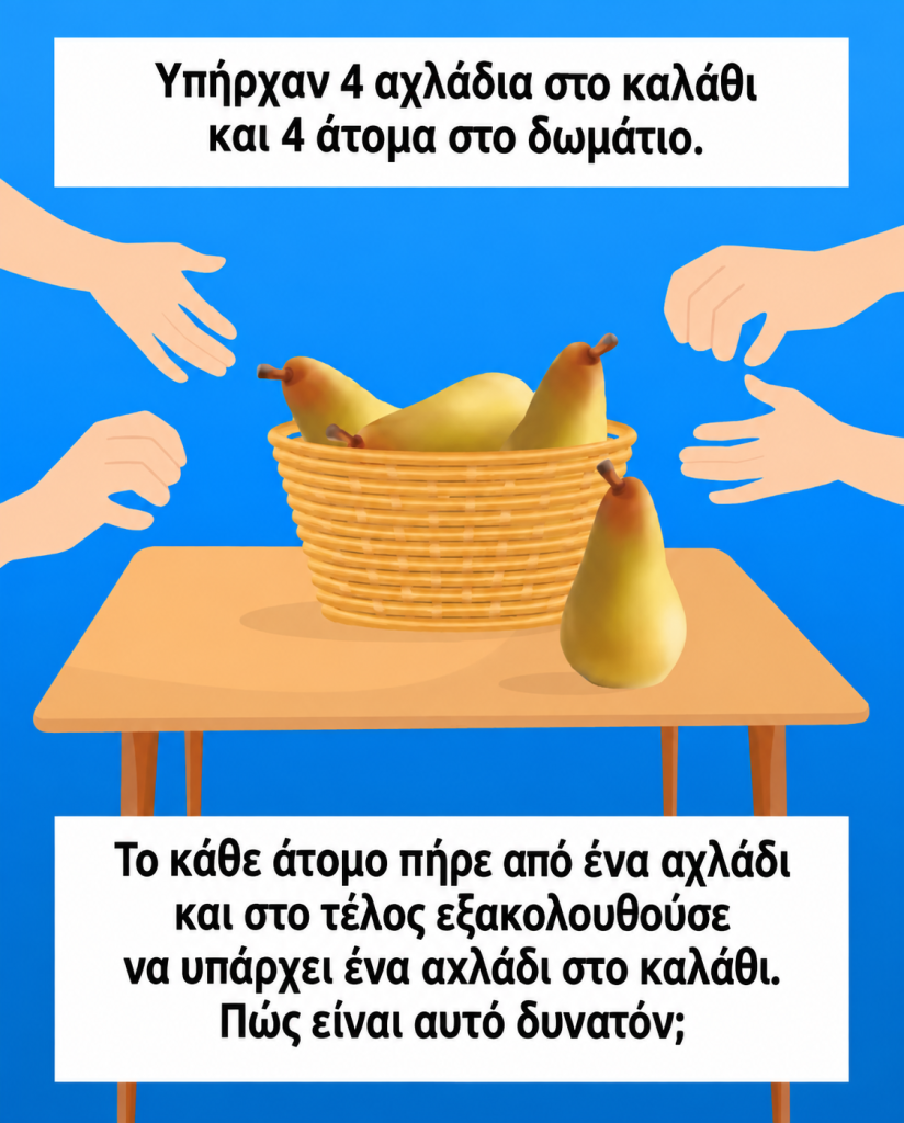 Μόνο οι πιο έξυπνοι λύνουν αυτό το τεστ IQ με τα 4 αχλάδια – Εσείς μπορείτε να βρείτε την απάντηση;