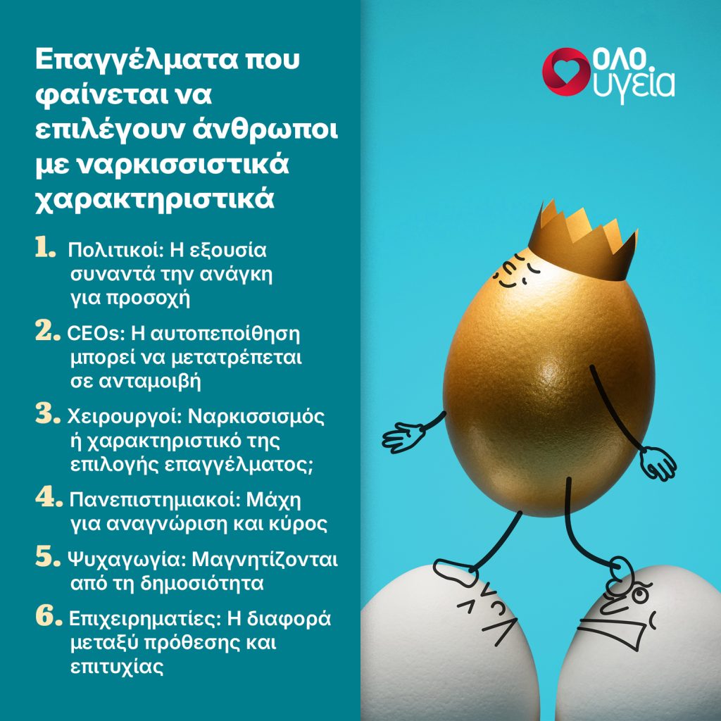 Τα 6 επαγγέλματα που προτιμούν οι ναρκισσιστές – Τι δείχνουν οι έρευνες