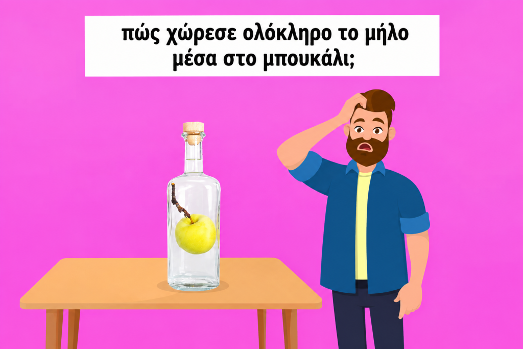 Πώς χώρεσε το μήλο στο μπουκάλι; Το τεστ IQ που θα σας υποχρεώσει να σκεφτείτε διαφορετικά
